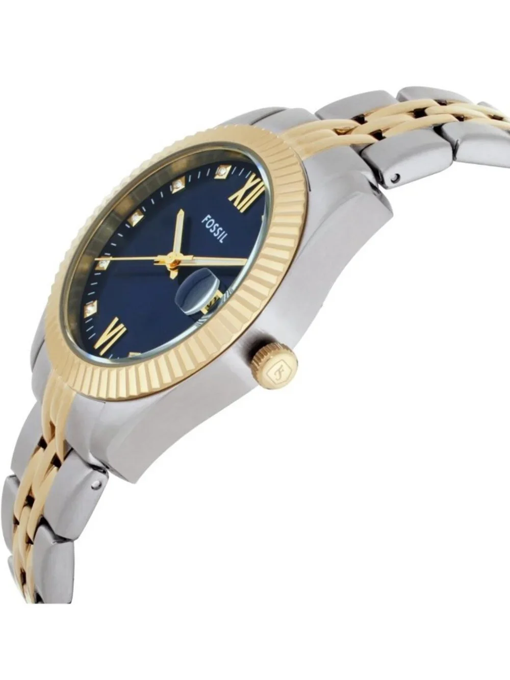 NWT Fossil Scarlette Quartz Crystal Blue Dial Ladies Watch